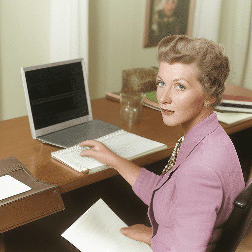 Imagen generada con inteligencia artificial con el promt: profesora trabajando con una hoja de cálculo en un ordenador portátil