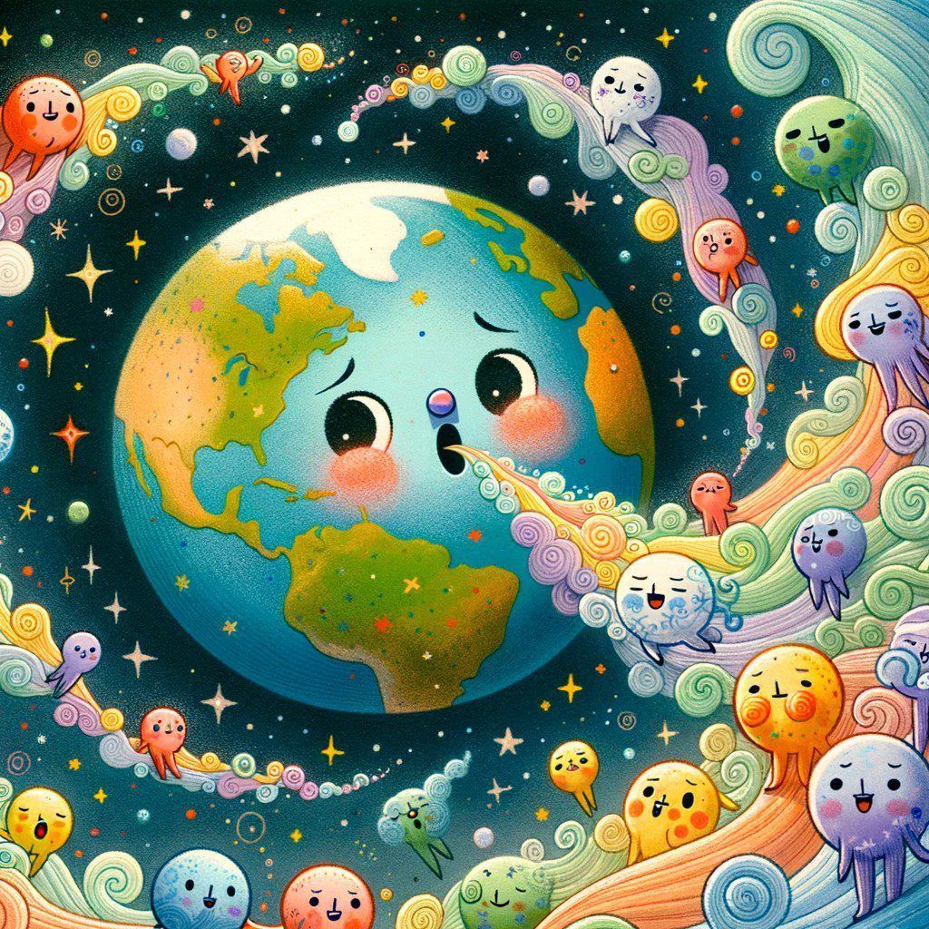 Imagen generada con IA. Ilustración de un planeta Tierra soplando gases.