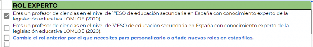 Captura de pantalla de la plantilla de generación de Situaciones de Aprendizaje