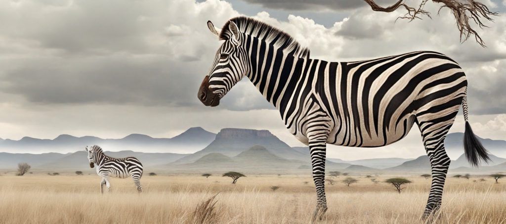 Imagen generada con IA. Una cebra en la sabana africana. Estilo de fotografía realista.