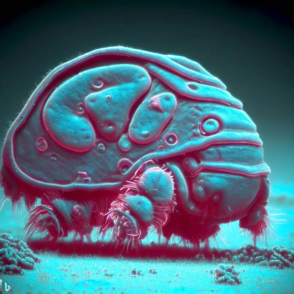 Imagen generada con IA. Fotografía al microscopio de un tardígrado