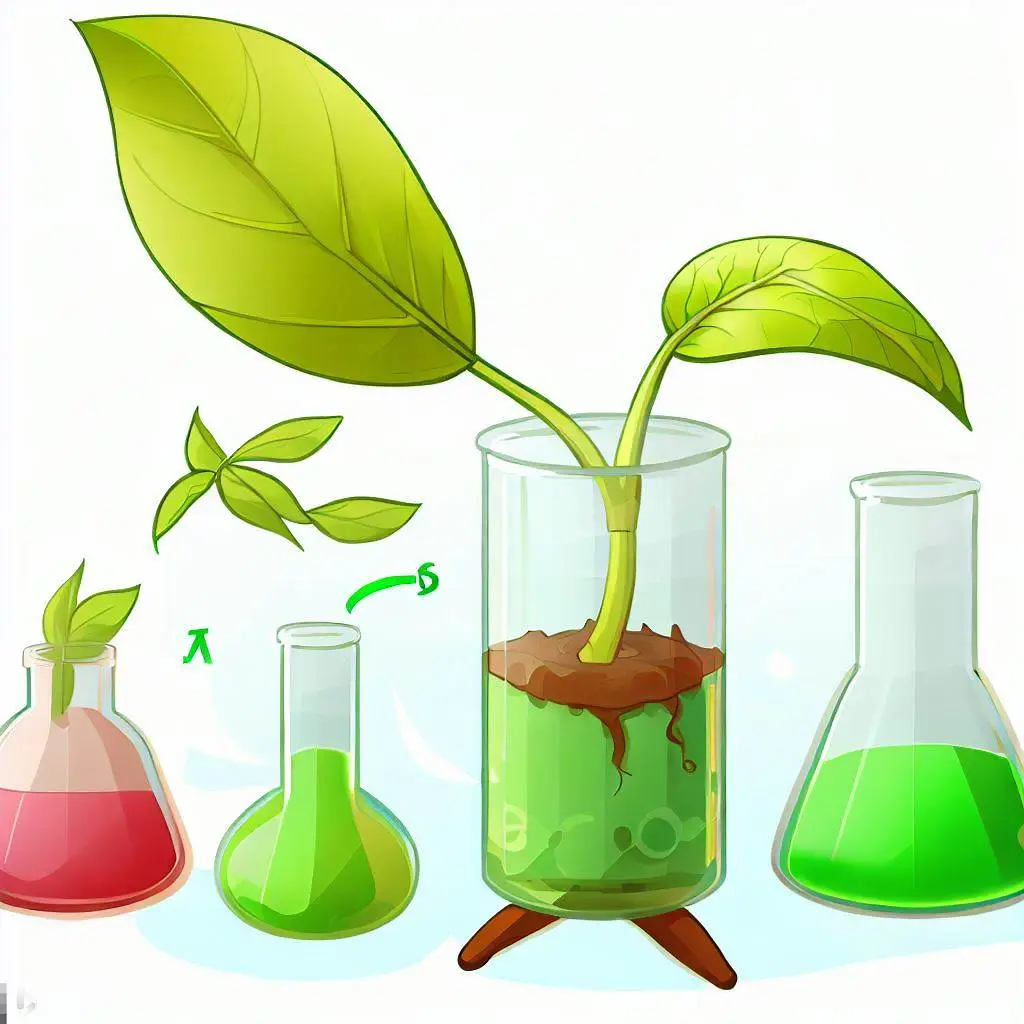 Imagen generada con Inteligencia Artificial. Hojas de planta en un laboratorio