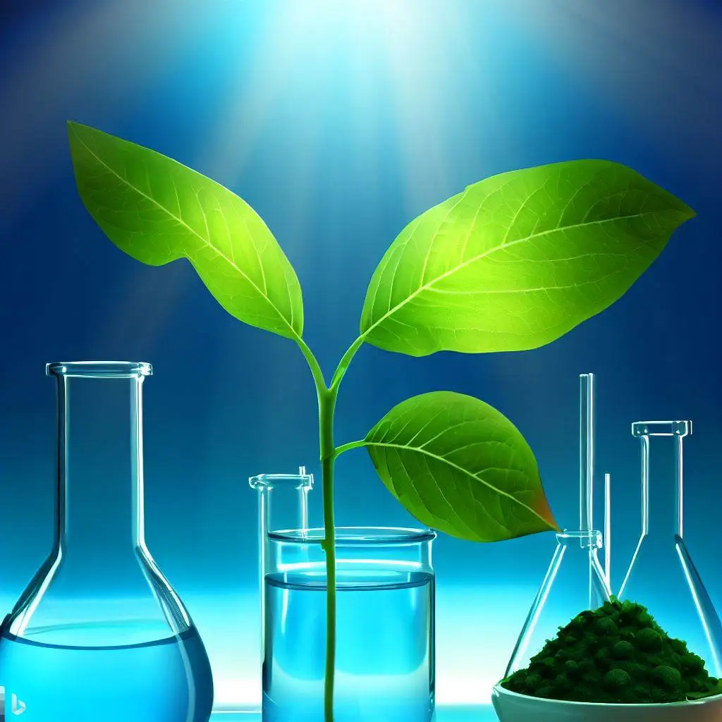 Imagen generada con Inteligencia Artificial. Hojas de planta en un laboratorio