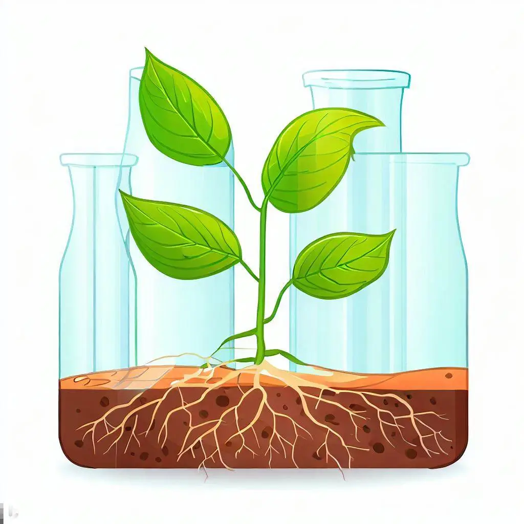 Imagen generada con Inteligencia Artificial. Hojas de planta en un laboratorio