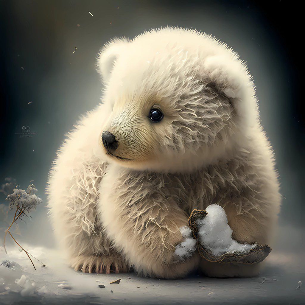 Imagen generada con IA. Una imagen realista de un cachorro de oso polar.